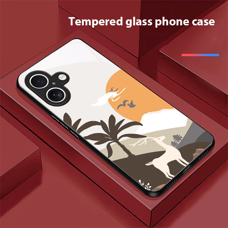 Чехол для телефона из закаленного стекла Western Sun Island Apple iPhone 16E 16 E 11 13 15 P ro 14 Pro Max 12 Mini