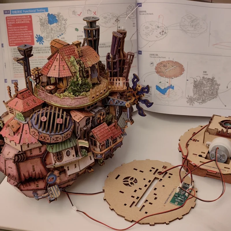Фото Тончир: Движущийся замок Хаула, деревянный сборный пазл, 3D-диорама, модель кукольного домика, набор для сборки, ручная работа, подарок. №5
