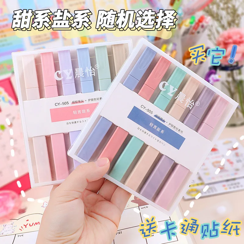 

Текстовый маркер с мягкой головкой для студентов использует цветную пастельную маркерную ручку Mo Landi для примерно нарисования кнопок, сере...