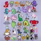 Аппликация в виде мультяшного динозавра, вышитые нашивки, термоклейкие нашивки для одежды, милые нашивки в виде животных для детской одежды, сделай сам, дешевая вещь