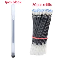 21pcs transparent frosted gel pens 0 5mm needle tip black blue red ink office children stationery refill writting ballpoint pen