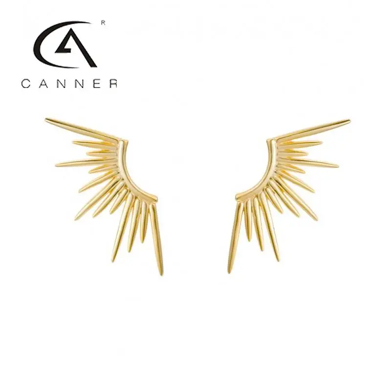 

CANNER S925 Ins Personality Sun Rays Fashion Earrings for Women Trend Silver Minimalist Wing of Liberty Piercing Earring Jewelry