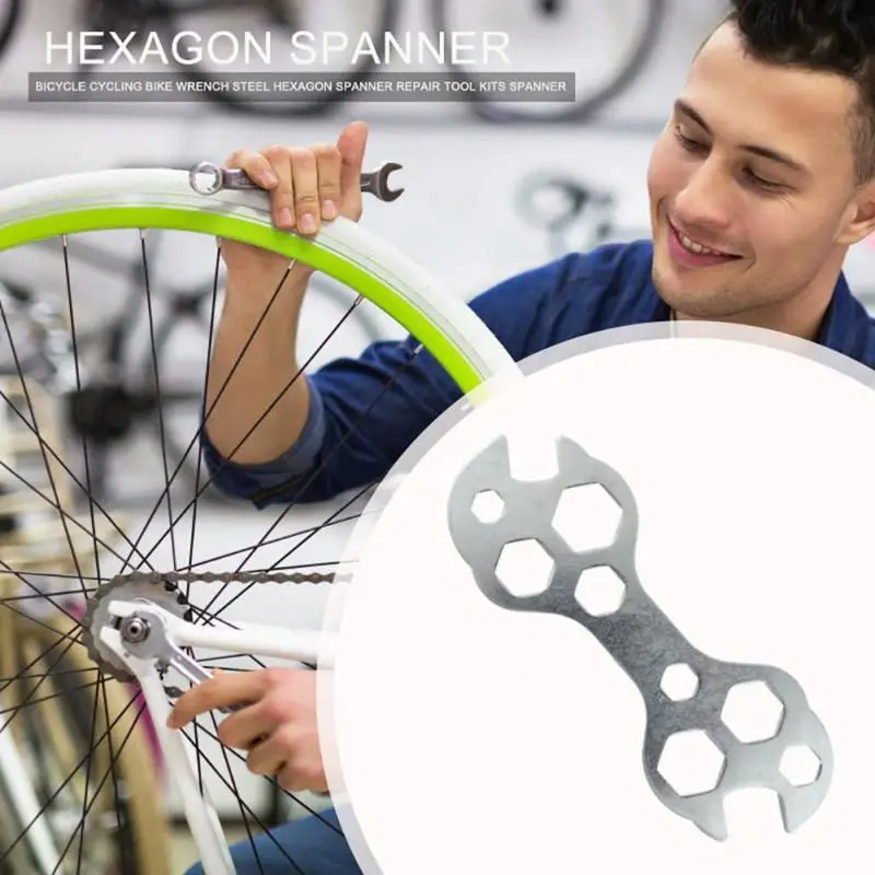 

10 In 1 Flat Hexagon Wrench 8-17mm Mini Bike Flat Wrench Sizes Steel Hexagon Useful Spanner Multi Functions Repair Tool Hex Key