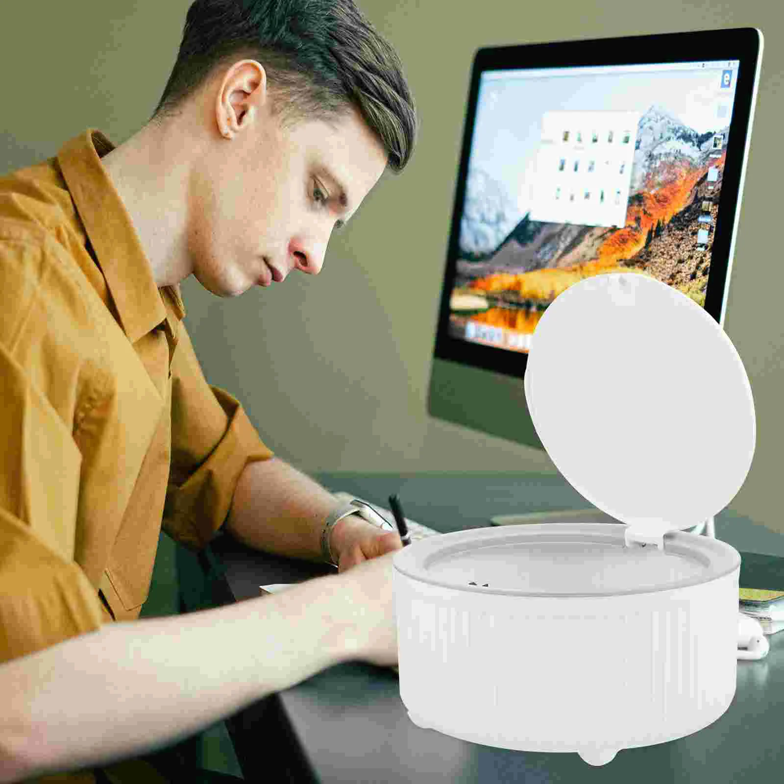 

Storage Bucket Small Waste Basket Trash Can Lid Countertop Mini Baskets Office Cans Desk Lids Rv Desktop Garbage