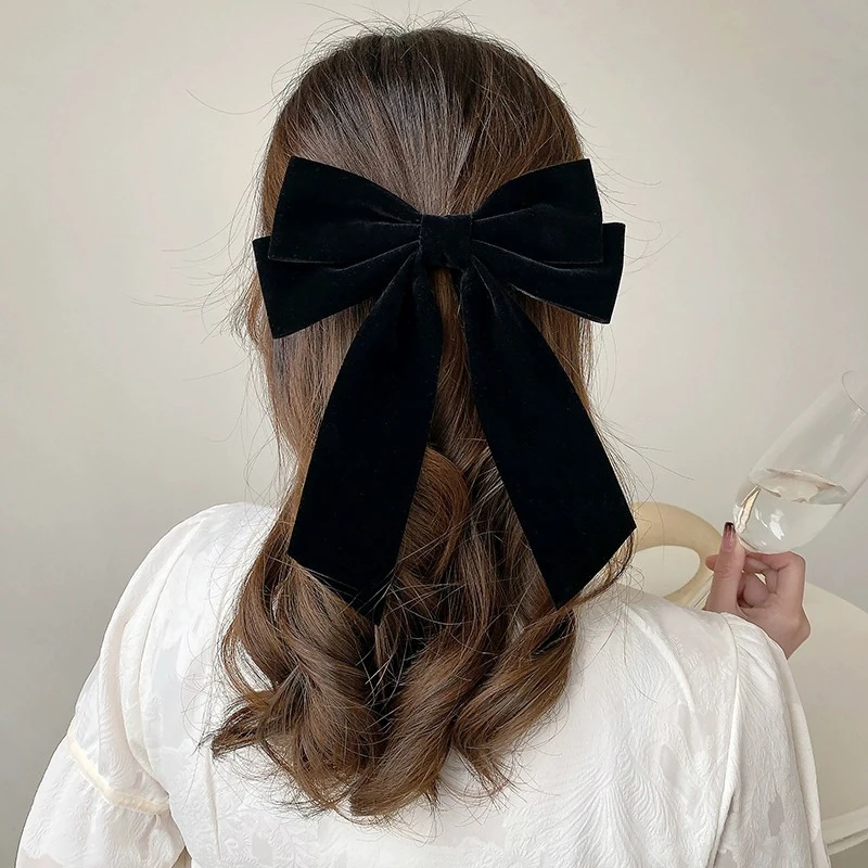Элегантная заколка для волос с большим бантом женщин и девочек винтажная