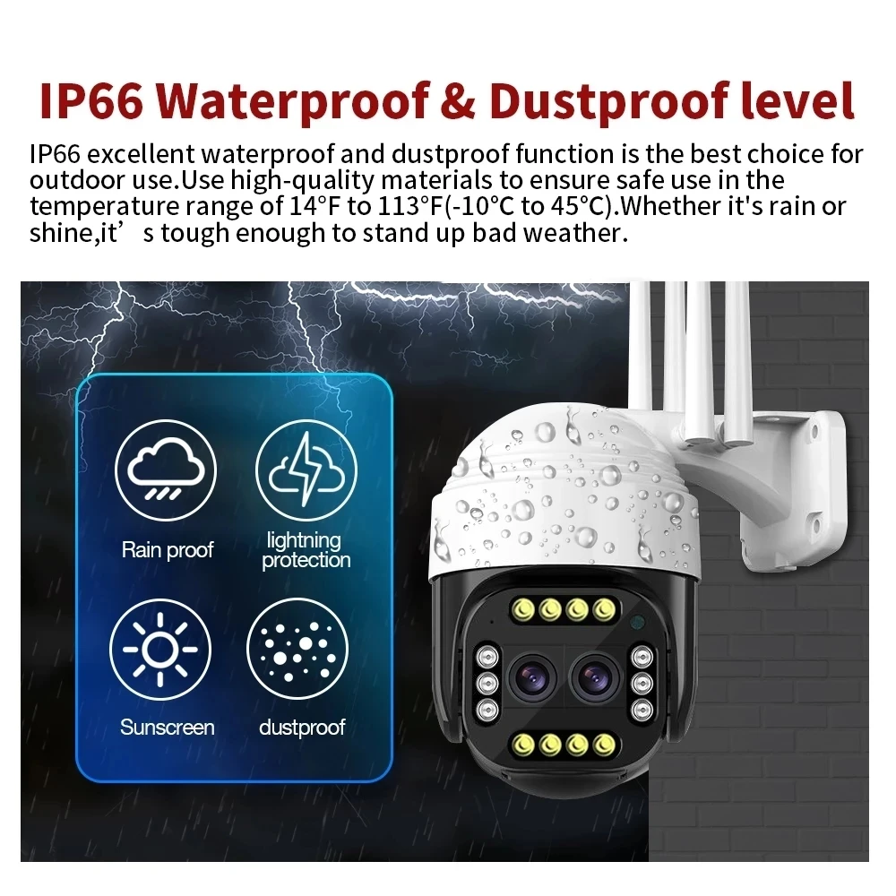 Yoosee 1080P наружная камера видеонаблюдения PTZ WIFI двойной объектив 10X зум CCTV умный дом