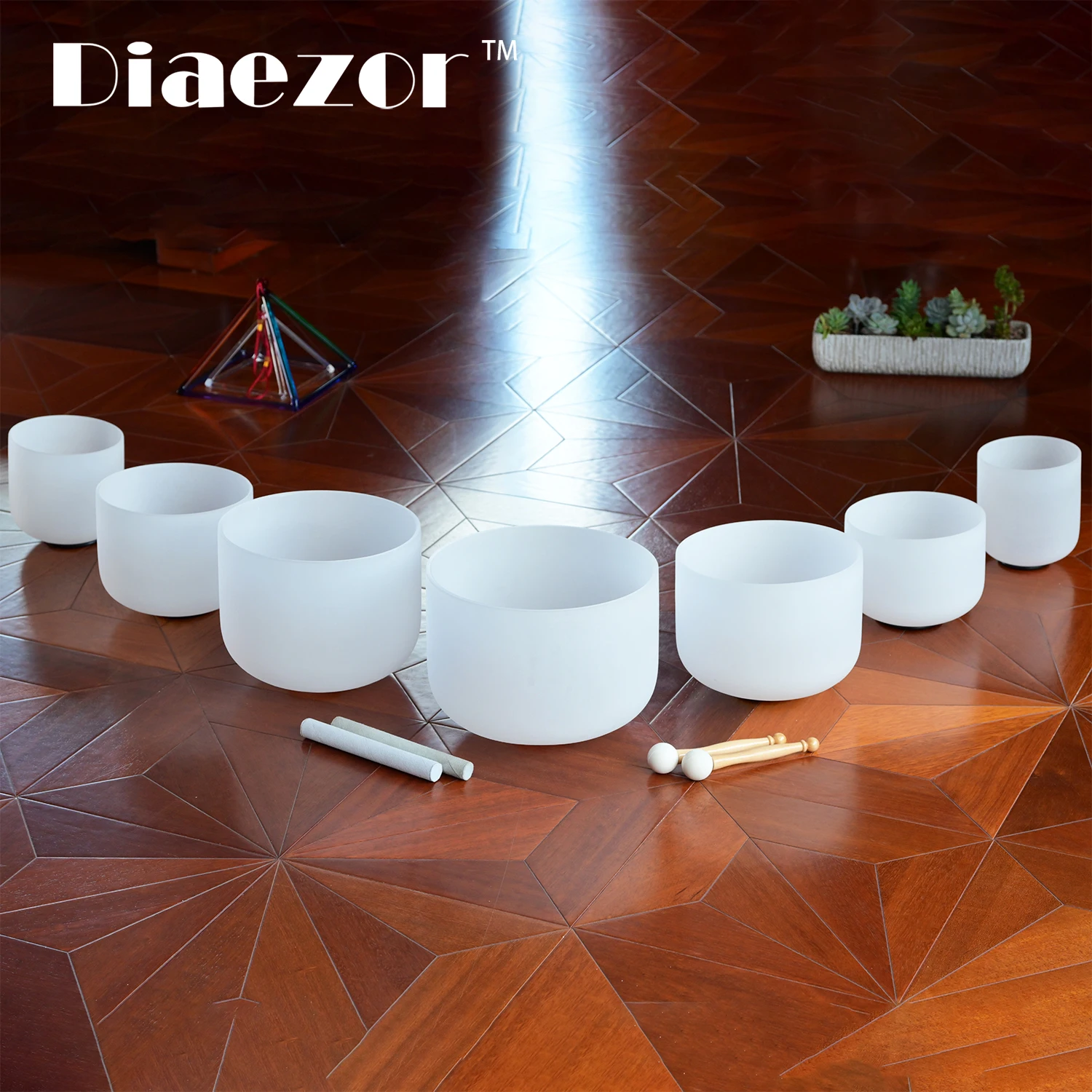 Diaezor 6-12 дюймов 7 шт. белый матовый кварц кристалл поющая чаша чакра для звукового