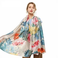 18090cm summer silk square scarf women designer floral print satin scarves for lady foulard bandana scarfs female neckerchief