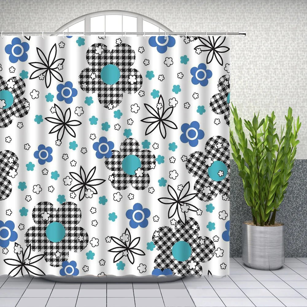 Цветочная занавеска для душа яркий цветочный узор с красочными цветами