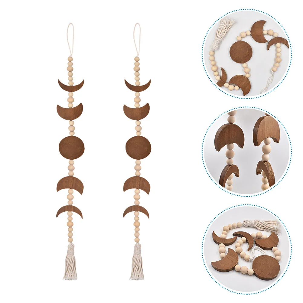 

Moon Decor Hanging Phase Garland Wall Farmhouse Ornament Home Beaded Rustic Woodnursery Tassel Bathroom Country French Beads
