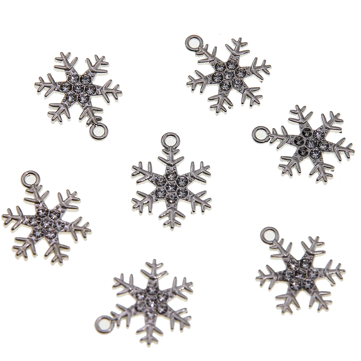 

50pcs 22*19*2 point diamond Snow diy pendant bracelet women's hand-made small pendant alloy electroplated diamond jewelry access