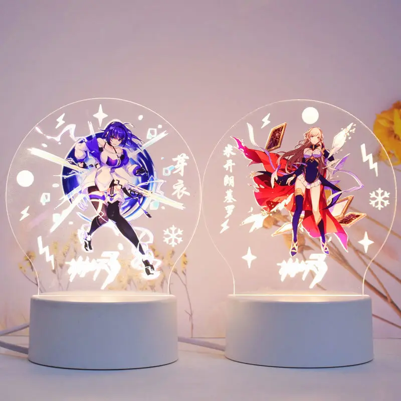 

Anime Raiden Mei Fuka 3d Night Lights Honkai Impact 3 Led Light Multicolor Acrylic Exquisite Couple Charms Birthday Decorations