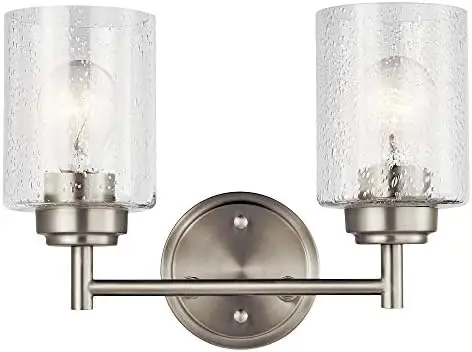 

21.5" Vanity Light in Brushed Nickel, 3-Light Transitional Bathroom Light with Clear Seeded Glass. (21.5" W x 9.25" Non reversi