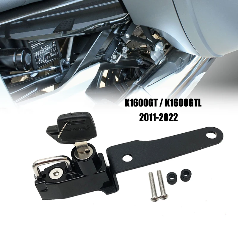 

For BMW K1600GT K1600GTL K 1600 GT 2011-2022 Motorcycle Helmet Lock Mount Hook Black Side Anti-theft Security Alloy with 2 Keys