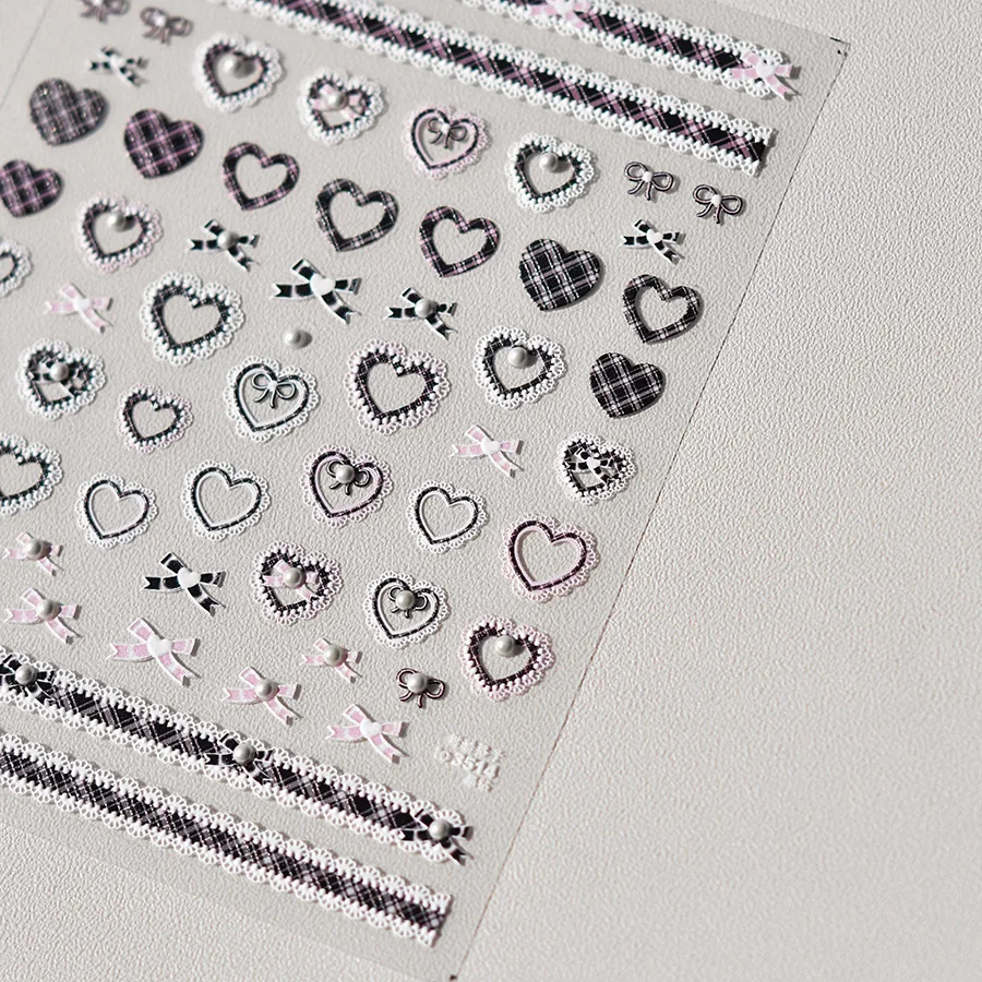 Милые Черные и розовые сетчатые кружевные 3D Самоклеящиеся наклейки для дизайна