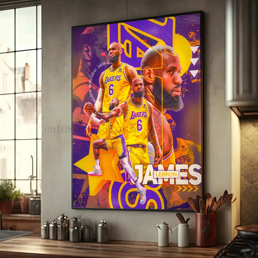 Баскетболист L-LeBron Джеймс плакат с бумажным принтом для дома гостиной спальни