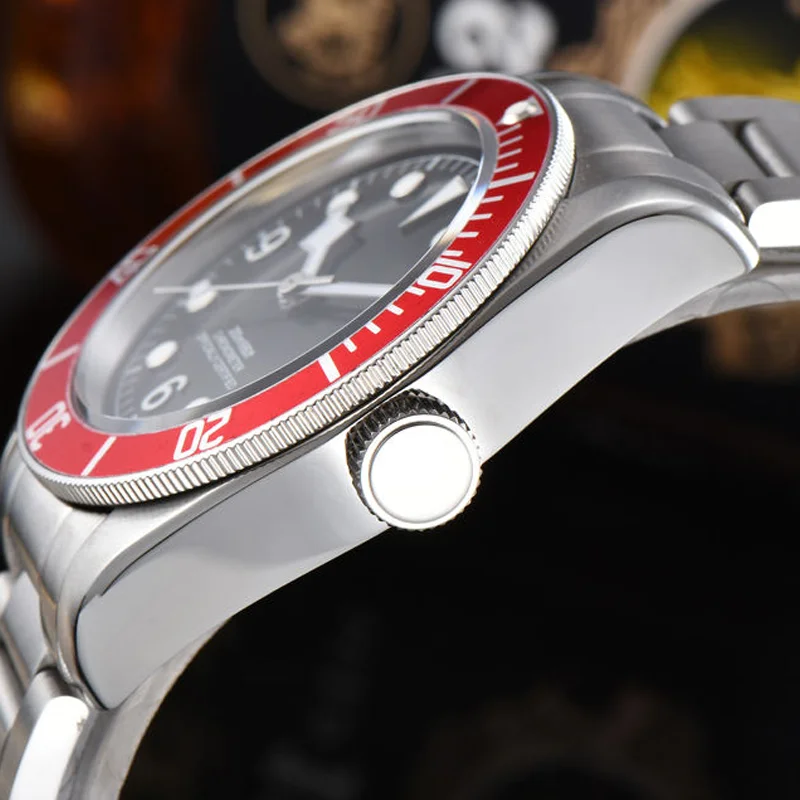 Часы мужские механические водонепроницаемые с сапфировым стеклом 41 мм