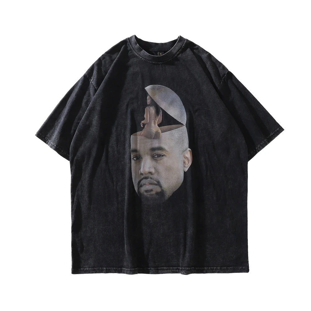

Hip Hop Tshirt Streetwear Men Spoof Funny Portrait Graphics Printed Distressed T Shirt 2022 Harajuku Oversize Washed T-Shirt Top