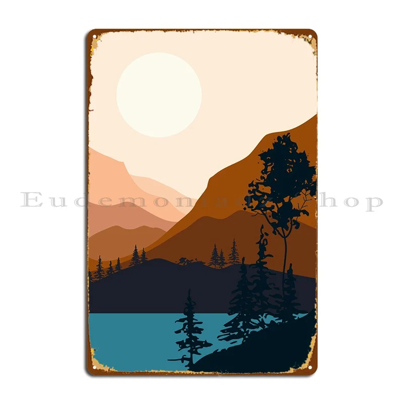 

Landscape Mountain View Metal Plaque Poster Rusty Garage Kitchen Wall Cave Iron Tin Sign Poster