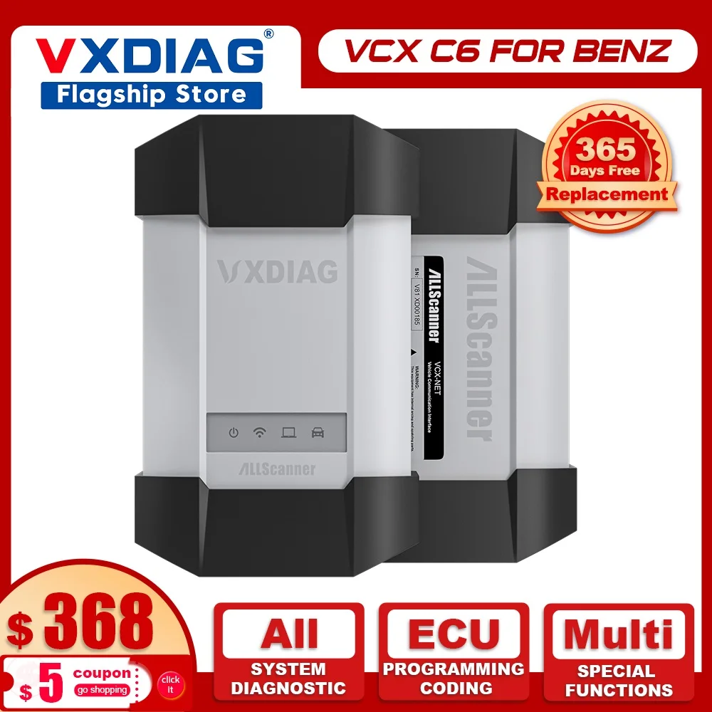 

VXDIAG VCX C6 for Mercedes Benz DoIP OBD2 All System Diagnosis Scanner Car Diagnostic Tool SD ECU Programming Coding Free Update