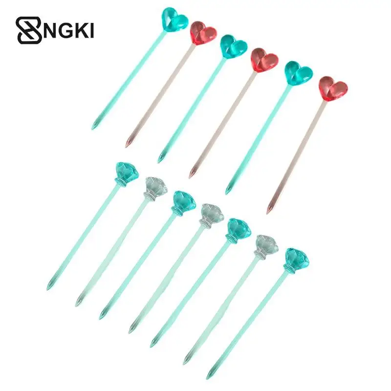 

8/12pcs Cartoon Fruit Fork Heart Shape Party Buffet Fruit Dessert Food Cocktail Sandwich Fork Stick Home Tableware Picks