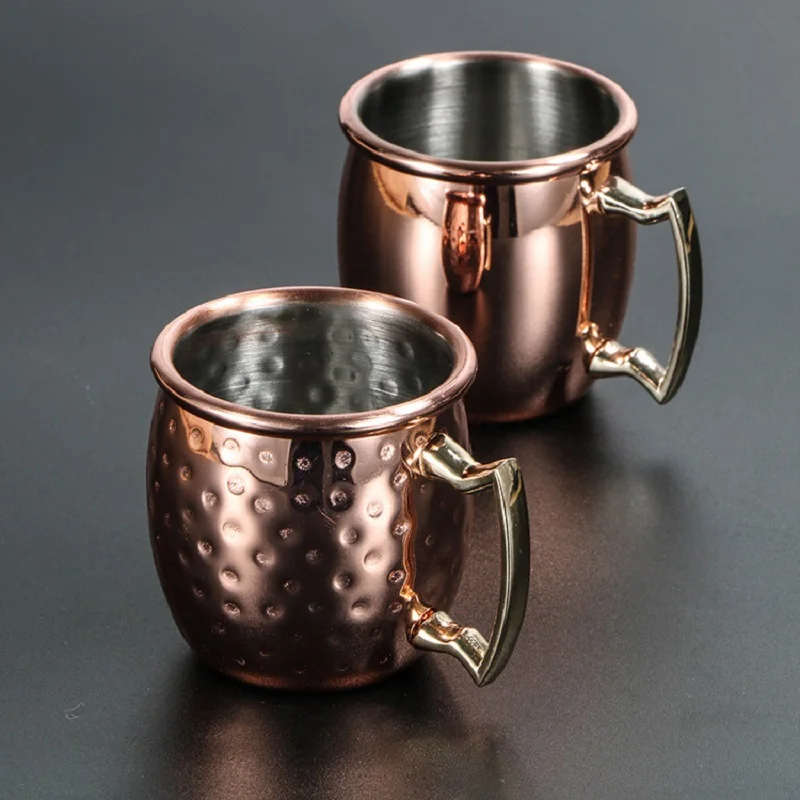 

Mini Stainless Steel Moscow Mule Mug, Cocktail Cups, Hammered Copper Plated Beer Coffee Cup, Adult Gift, 60ml, 6Pcs Set