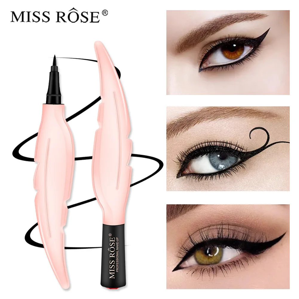 

MISS ROSE Thin Head Black Eyeliner Waterproof And Not Easy To Smudge Eyeliner Liquid Long-lasting Makeup Eyeliner Makeup