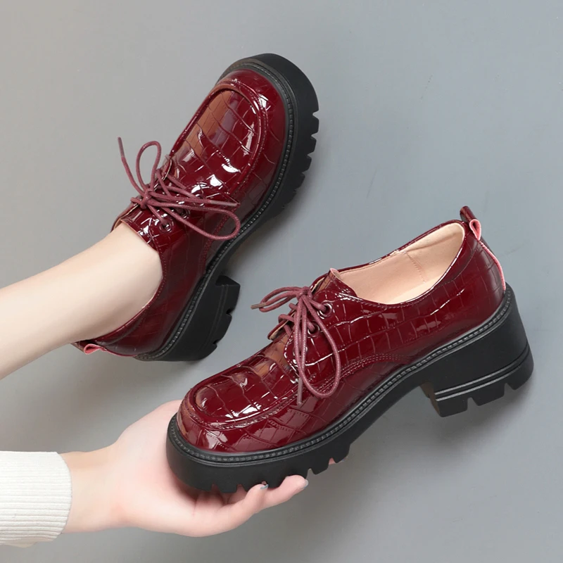 AIYUQI Women Loafers Genuine Leather 2023 New Fashion Platform Shoes Ladies Lace-up British Style Large Size Women Shoes