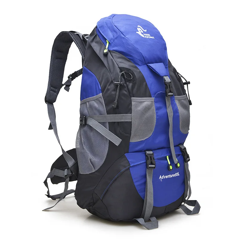 50L Large Capacity Foldable Backpack Waterproof 20 Kg Load Bearing Bag S-shaped Shoulder Straps Breathable Abrasion Camping Bag
