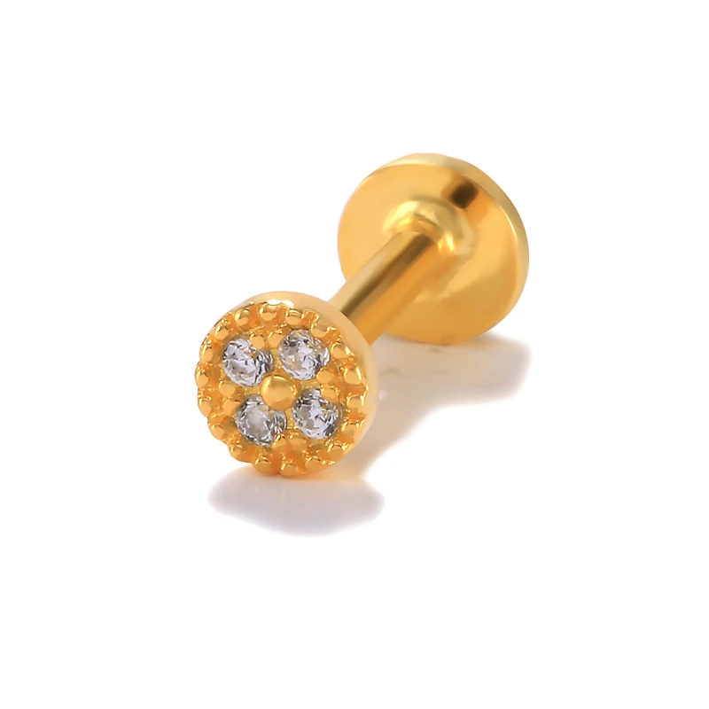 Серьги-гвоздики с фианитами для пирсинга |