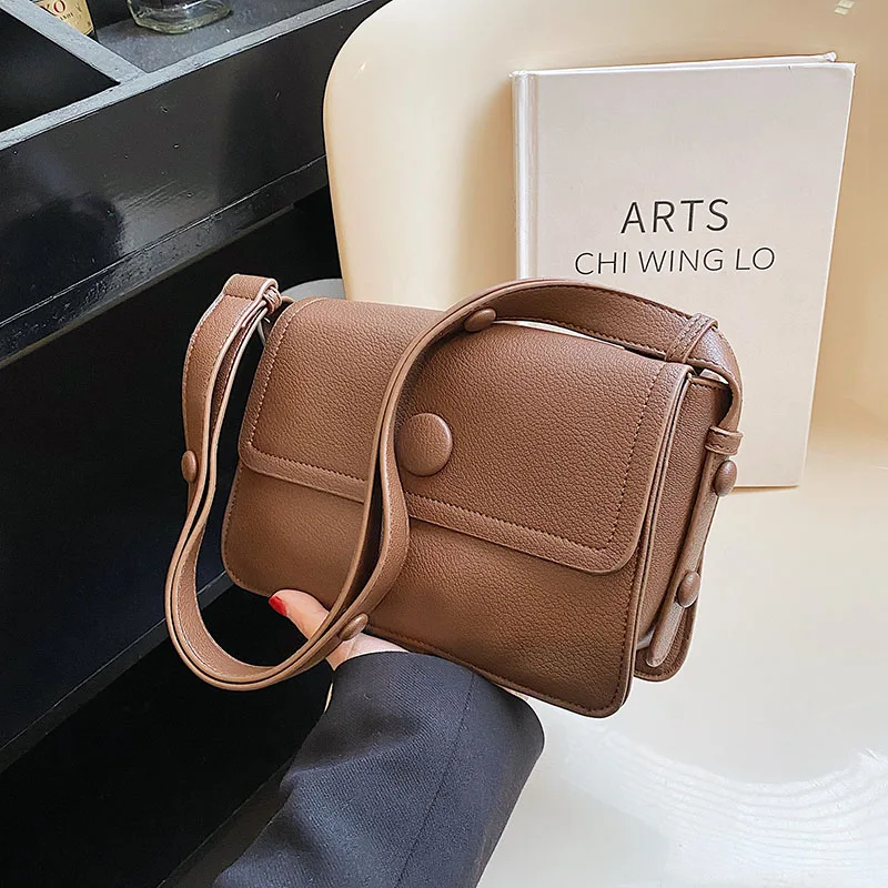 

Ladies Retro Shoulder Bag Fashion Solid Color Soft Surface Messenger Bag Autumn and Winter New Style Messenger Bag Messenger Bag