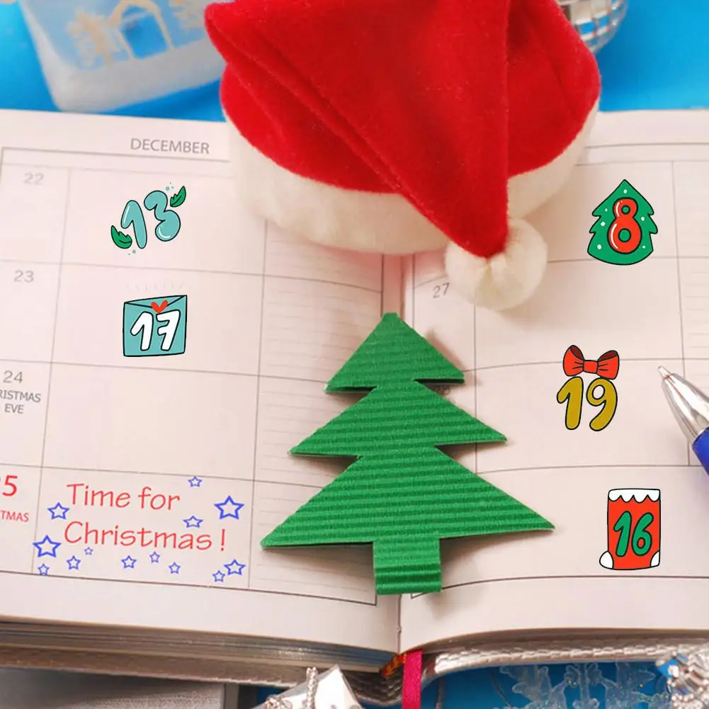 Рождественские наклейки самоклеящиеся цифровые календари кавайные мультяшные