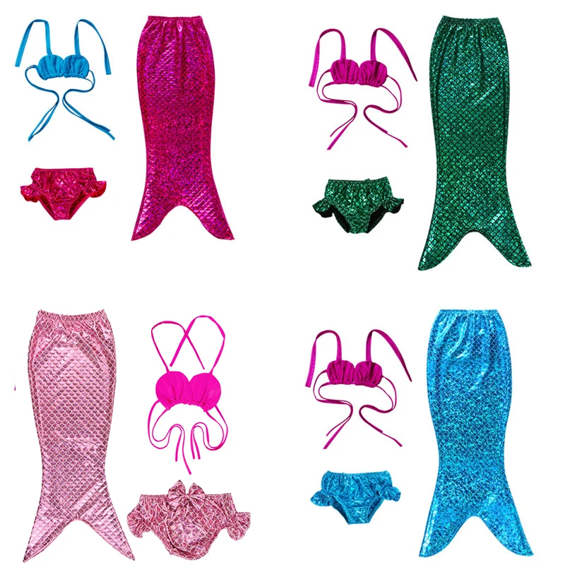 

Mermaid Tail Princess Ariel Dress Cosplay Costume Girl Kids Maid Tails Fancy Dress Swimmable Bikini Set Bathing Suit