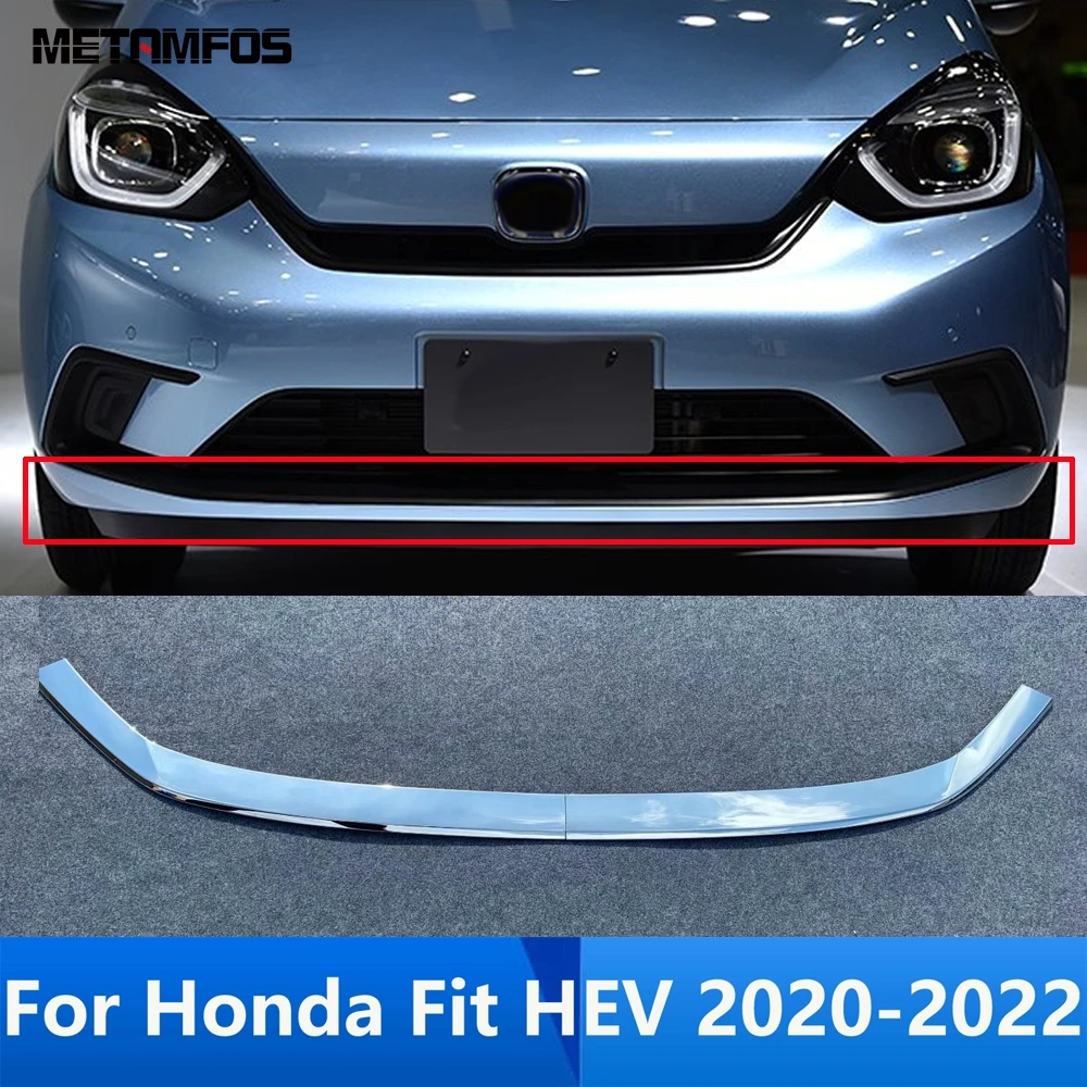 For Honda Fit HEV 2020 2021 2022 Chrome Front Lower Bumper Lip Spoiler Body Diffuser Splitter Protector Accessories Car Styling