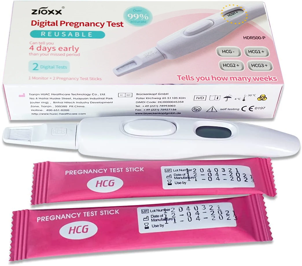 Zioxx Digital Early Result Pregnancy Test Kit with Smart Weeks Indicator 99% Accuracy HCG Testing Kits Women Urine Measuring