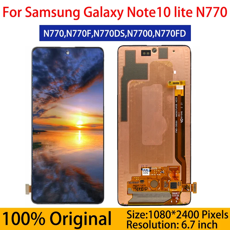

Оригинальный ЖК-дисплей для Samsung Galaxy Note 10 Lite с рамкой Super AMOLED Note10 Lite N770F, ЖК-дисплей с сенсорным экраном Note10Lite