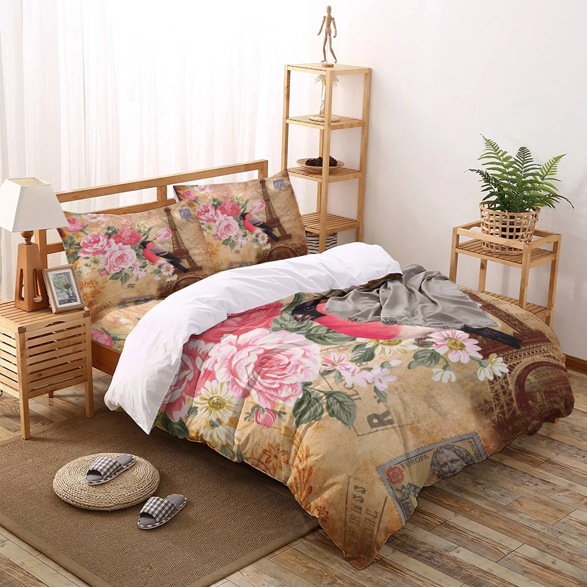 

Flower Bird Eiffel Iron Stamp Comforter Bedding Sets Bed Linen Home Textile Bedroom Sheets Duvet Cover