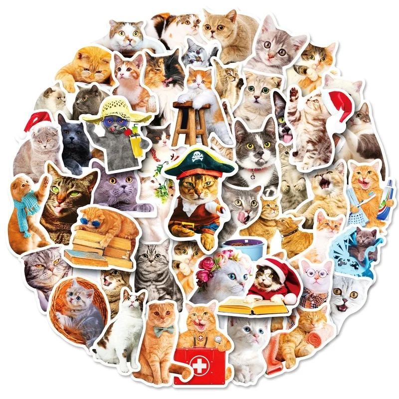 

10/25/50pcs Cute Cat Animal Cartoon Laptop Stickers Decals Pad Phone Luggage Diary Stationery Skateboard DIY Kawaii Kids Toy
