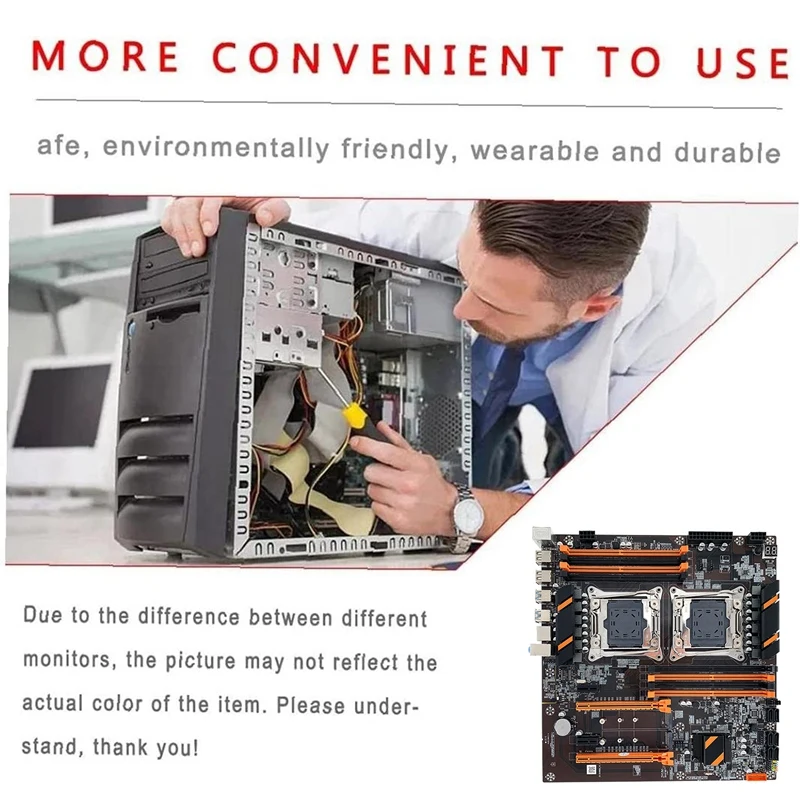 Материнская плата X99 с двумя слотами для процессоров + кабель SATA + кабель переключателя + заглушка LGA 2011 DDR4 6XSATA 3.0 Поддержка 2011-V3.