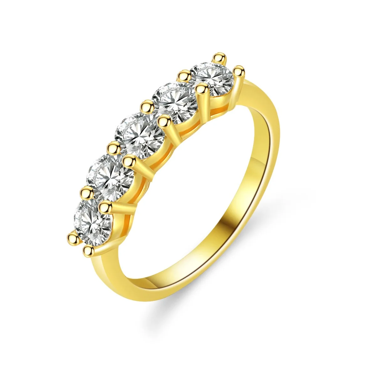 

S925 Silver Round Moissanite Eternity Ring 14K Gold Plated 1.5ct D Color Moissanite Diamond Women Half Wedding Band Pass Tester