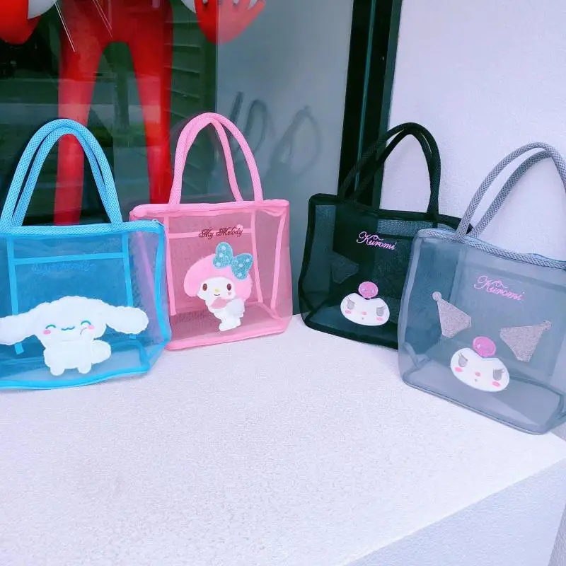 

Sanrioed Cartoon Mymelody Kawaii Cosmetic Bag Girl Heart Kuromi Large Capacity Mesh Hand Wash Cosmetic Bag Girlfriend Small Gift