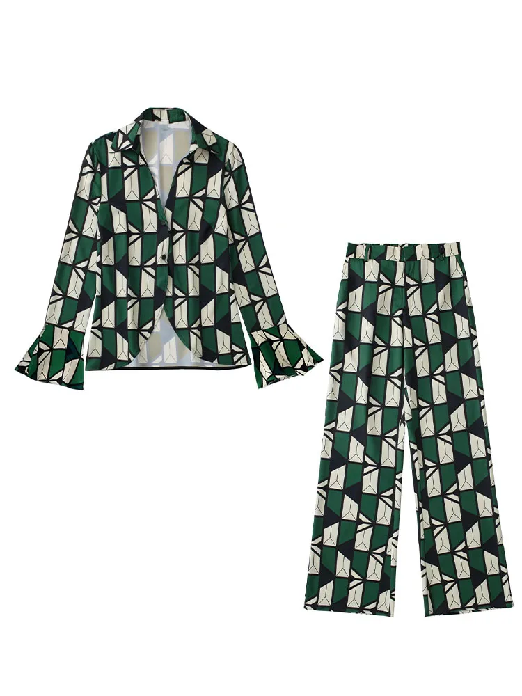 

PB&ZA4043091 Women 2022 New Fashion Laminate decoration Print Blouses Long Sleeve Female Shirts Blusas Chic Tops 4043/091