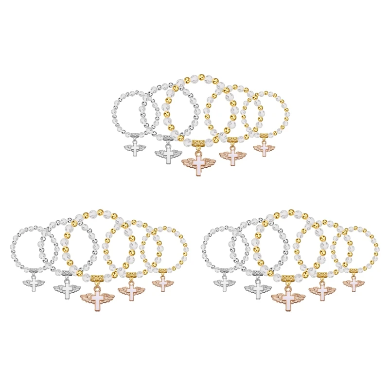 

54Pcs Baptism Favors Wing Cross Bracelet Baptismal Souvenirs Bracelet Rosary Souvenirs Baptismal Communion Baptism