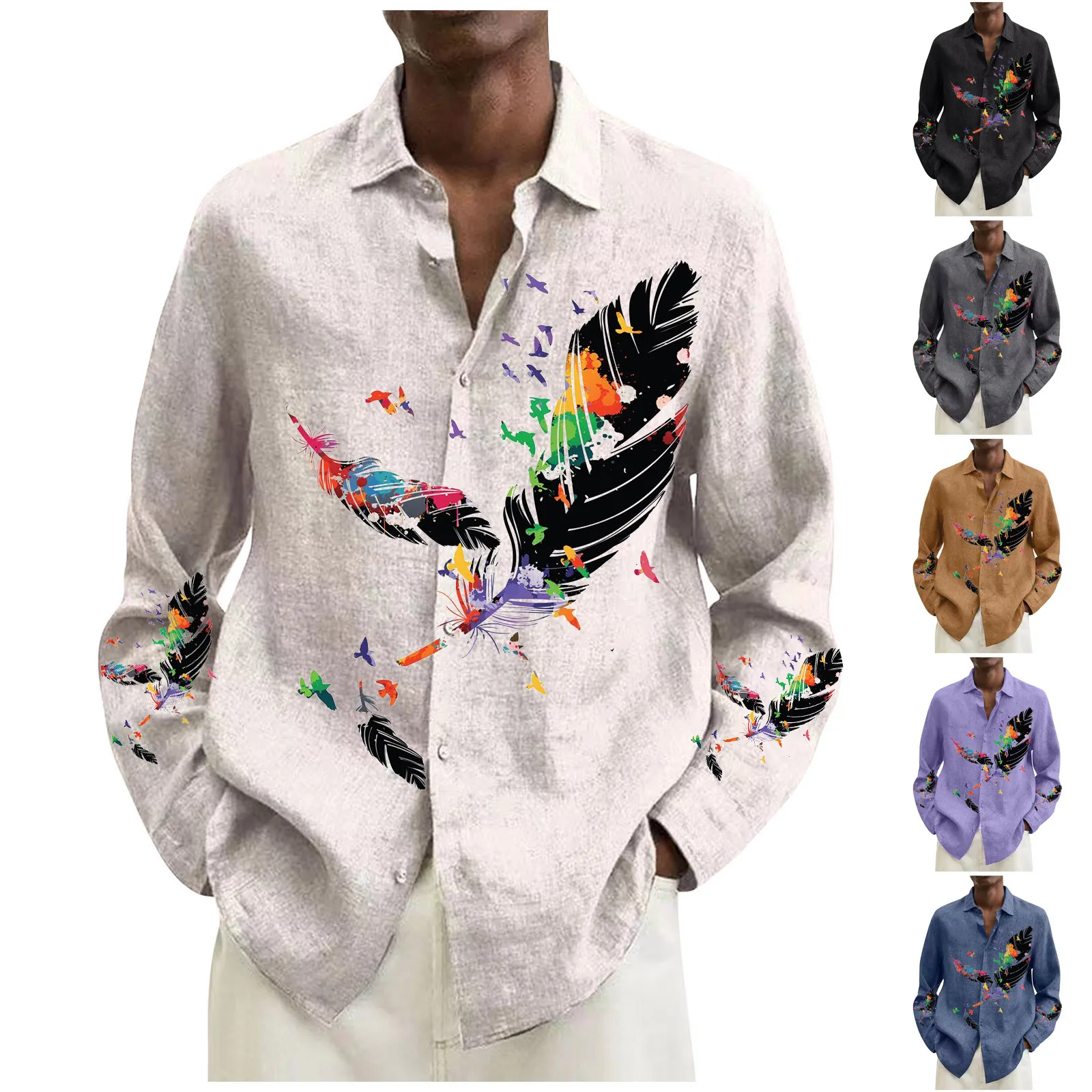 

Рубашка мужская с длинным рукавом, стильная блуза со складным принтом, стереоскопический принт, графическая одежда