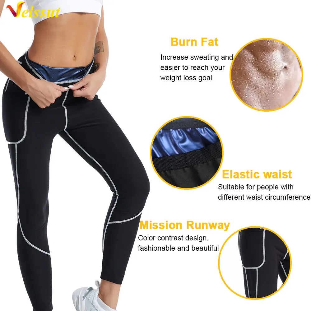 Velssut Sauna Leggings for Women Weight Loss Pants Hot Sweat Trousers Fitness Panty Slimming Sportwear Ladies Body Shaper Gym
