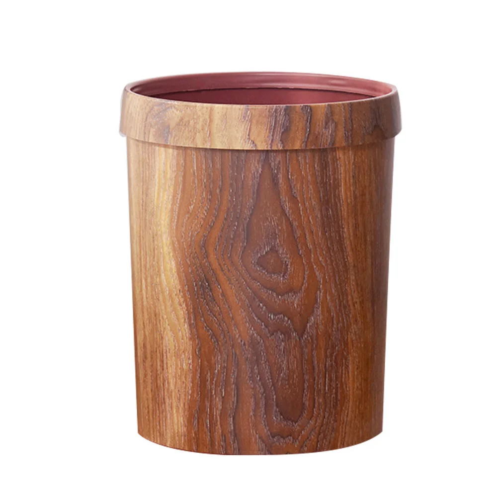 

Wood Grain Trash Can Simple Plastic Waste Holder Home Car Garbage Can Uncovered Bin Bins Lids Rubbish Paper Box