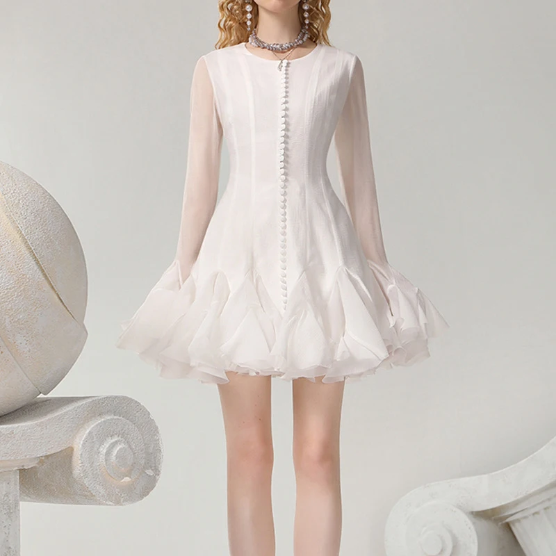 Тайюэ-дизайн с длинными рукавами облегающее талию уменьшающее возраст милое