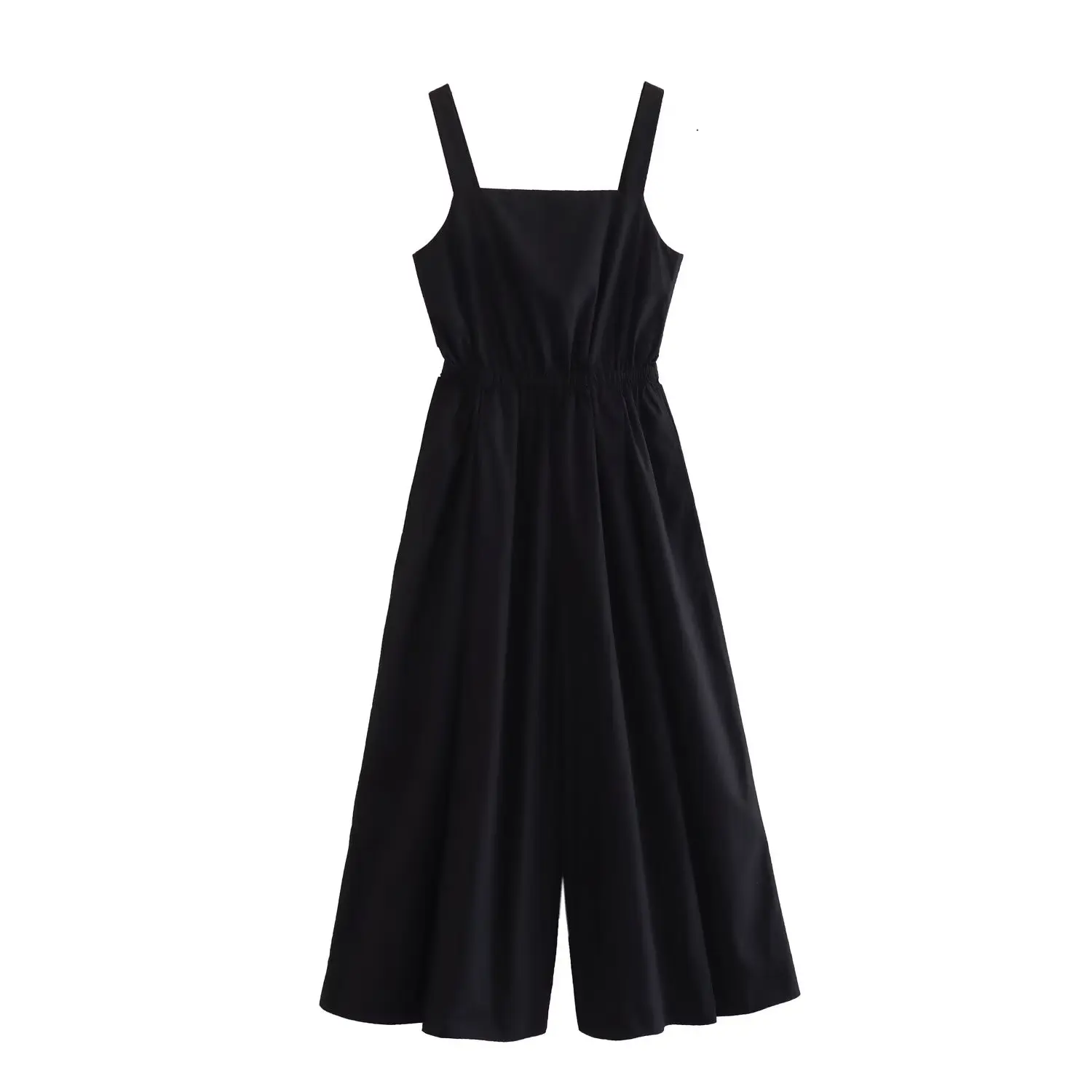 

Women 2023 New Chic Fashion Black Summer Jumpsuit Vintage Sleeveless Sleeve Side Pockets Female Playsuits Mujer