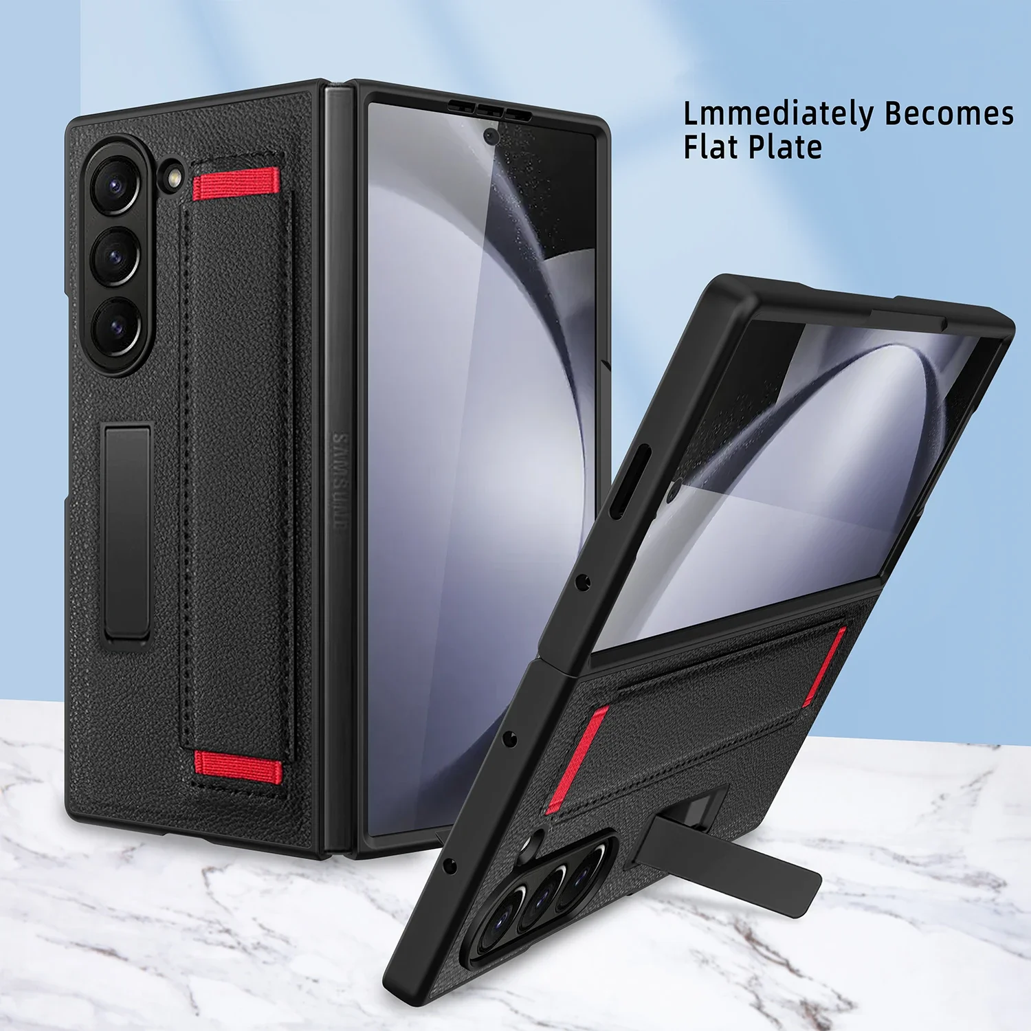 Роскошный кожаный браслет-держатель для телефона Samsung Galaxy Z Fold 6 4 5 со стеклянной