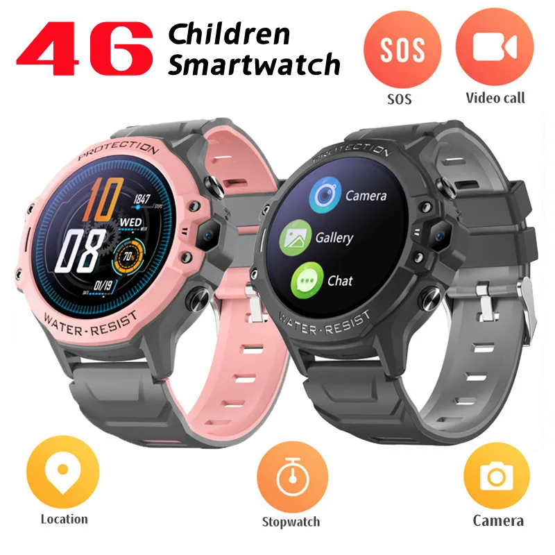 Фото Смарт-часы детские, 4G, SIM-карта, голосовые вызовы, GPS-позиционирование, видеозвонки, часы для студентов, мониторинг местоположения, трекер SOS №1